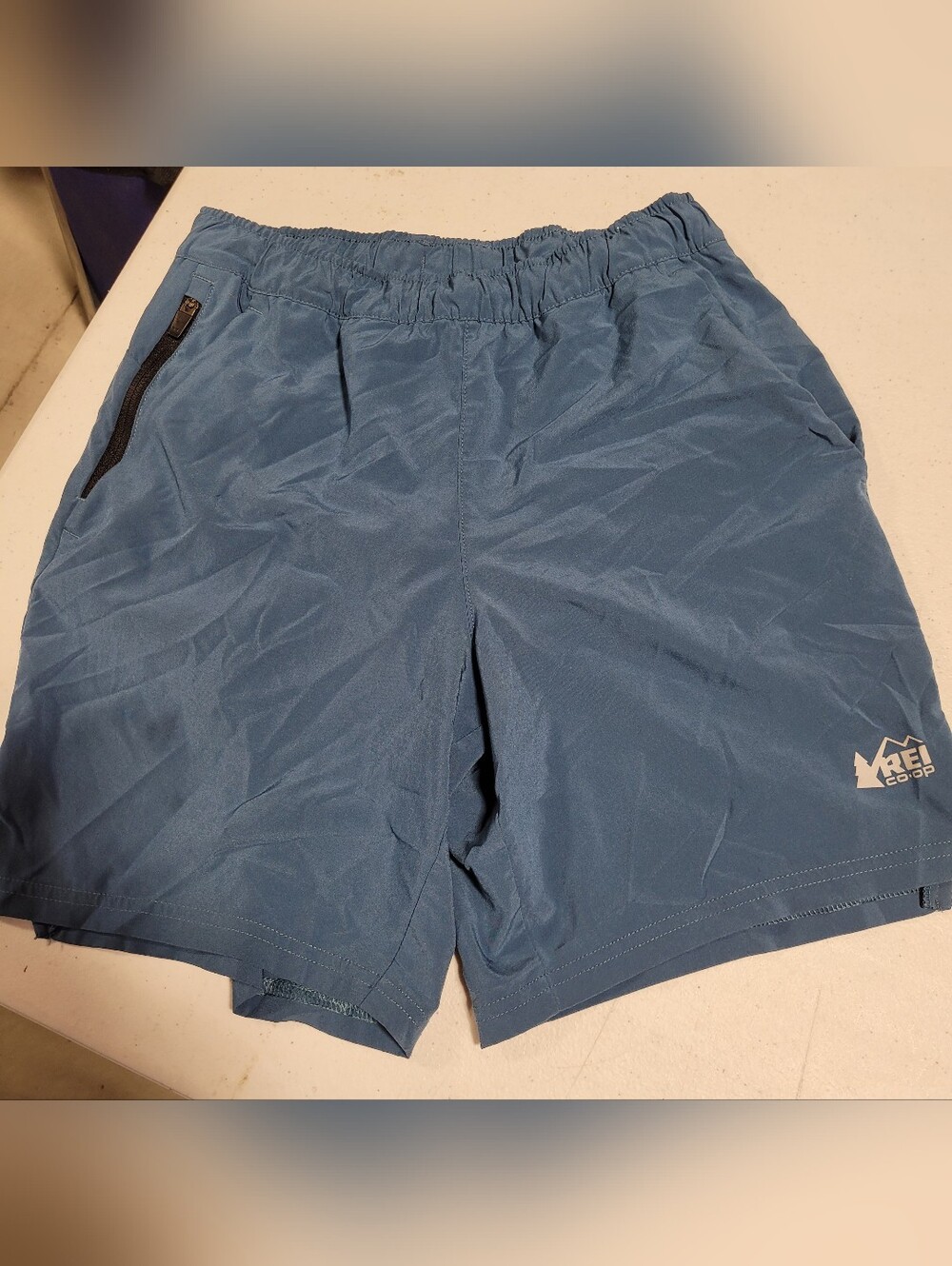REI Blue Kids Swim Trunks with Zip Pocket